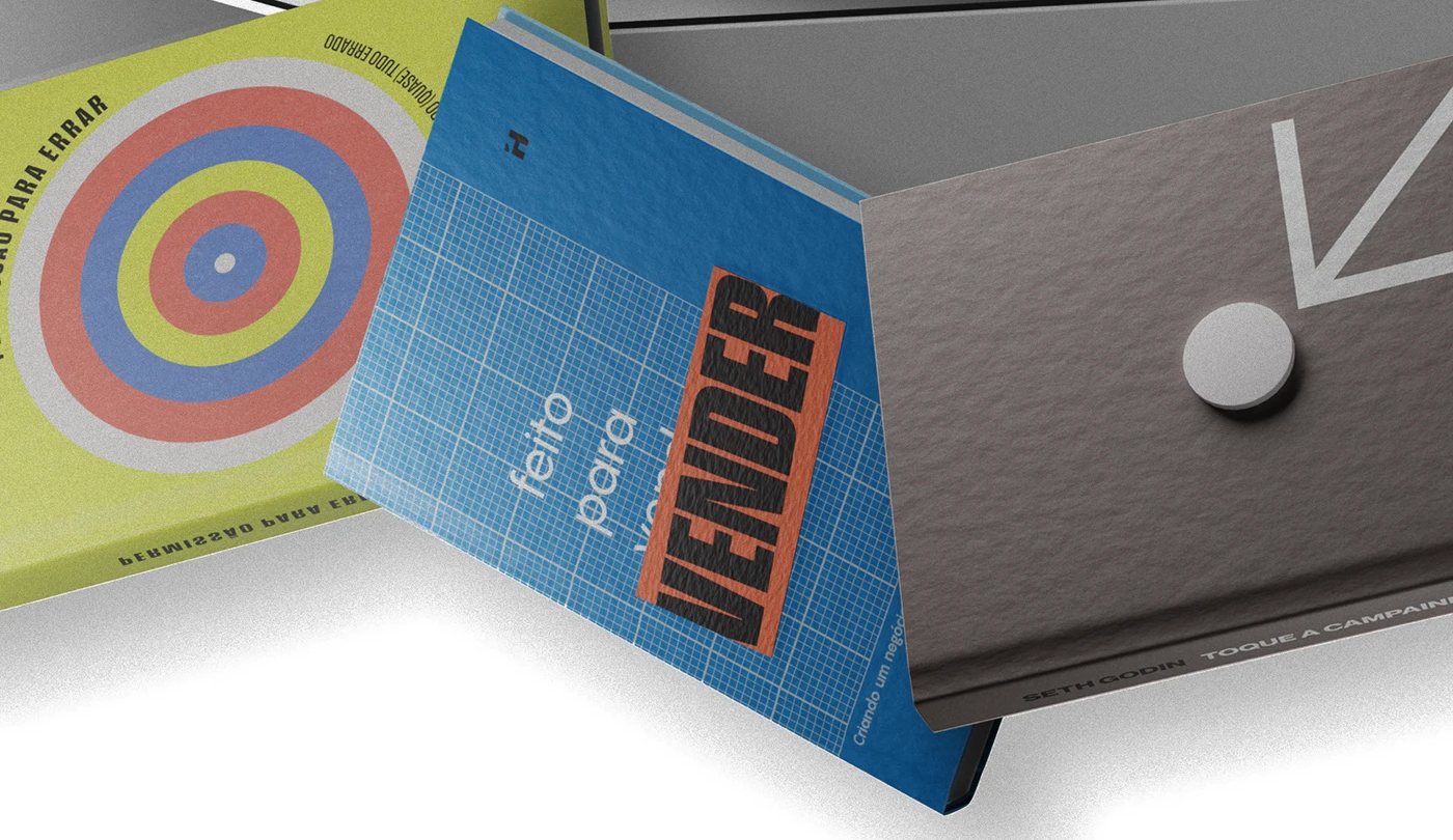 3D render of the full book collection with the box