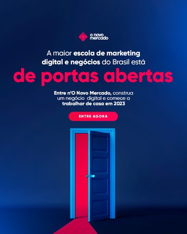O Novo Mercado ad: red door, "doors open"
